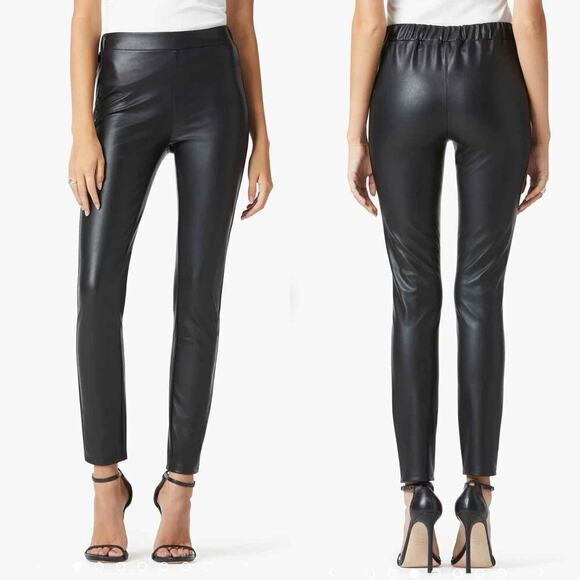 Joe’s Jeans Faux Leather Vegan Korey Leggings Black Size XL Elastic Waist - Picture 6 of 11